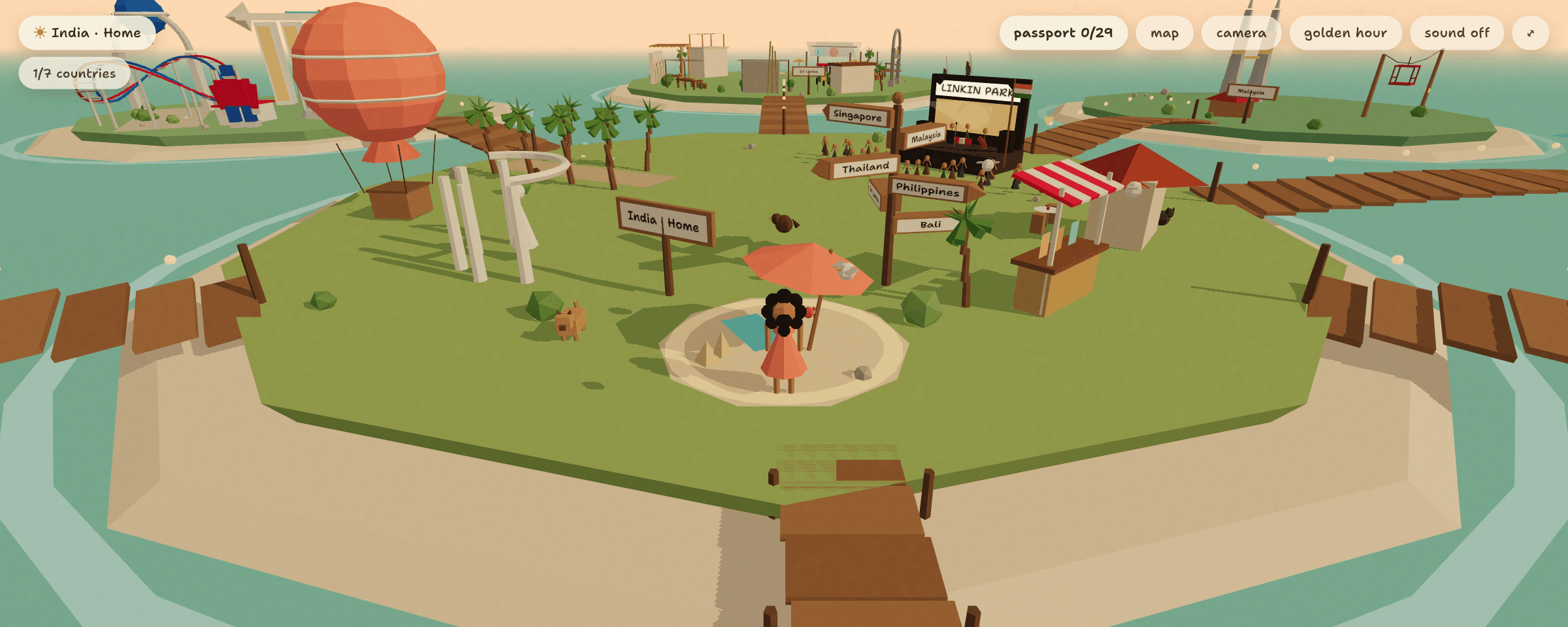 Andrea's World — interactive 3D island with landmarks, rides and a Linkin Park stage