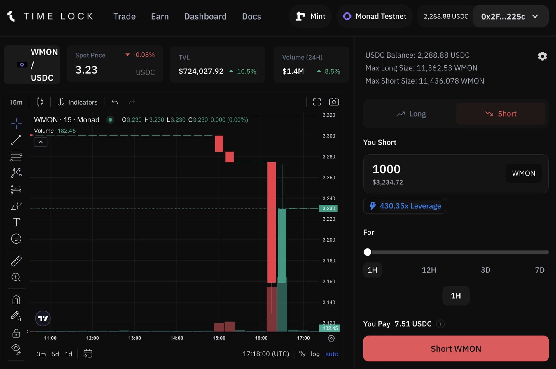 Timelock trading terminal